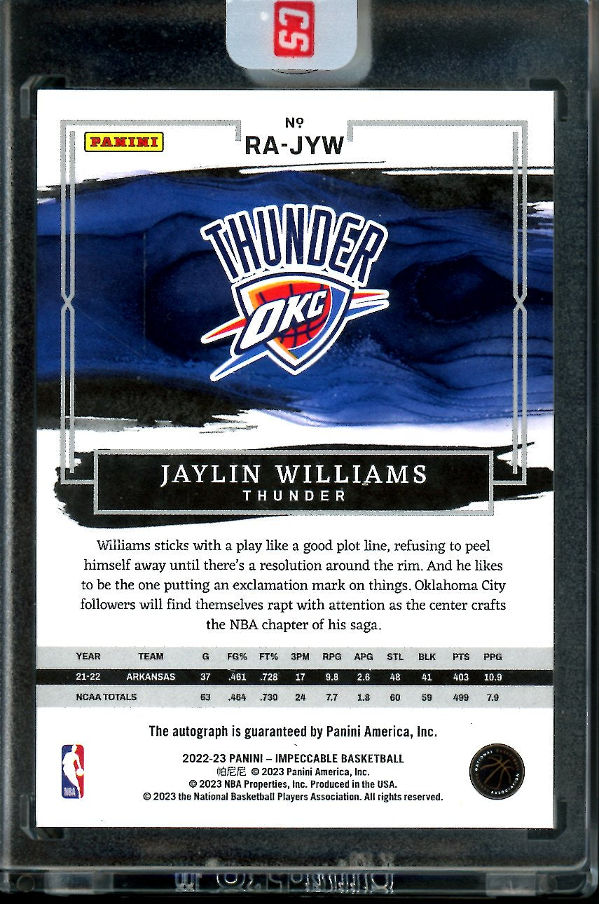 2022/23 Panini Impeccable Jaylin Williams Rookie Auto /25 Thunder