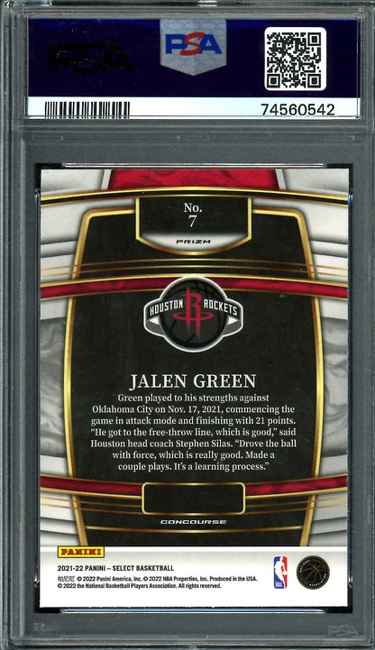 2021/22 Panini Select Jalen Green Rookie Orange Flash PSA 10 Rockets