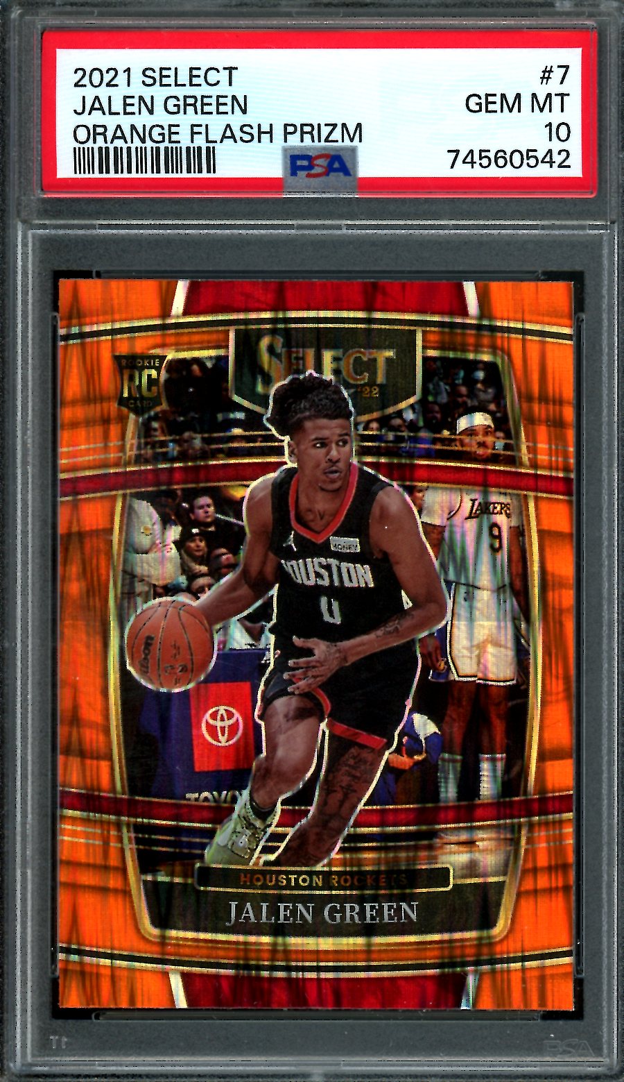 2021/22 Panini Select Jalen Green Rookie Orange Flash PSA 10 Rockets