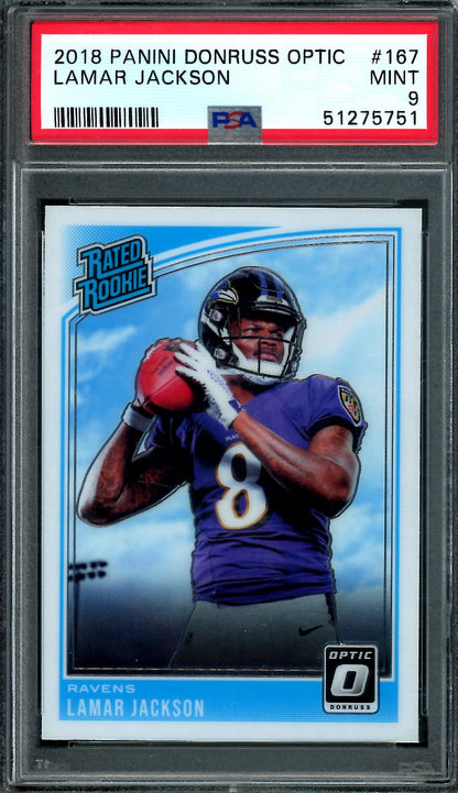 2018 Panini Optic Lamar Jackson Rookie PSA 9 Ravens