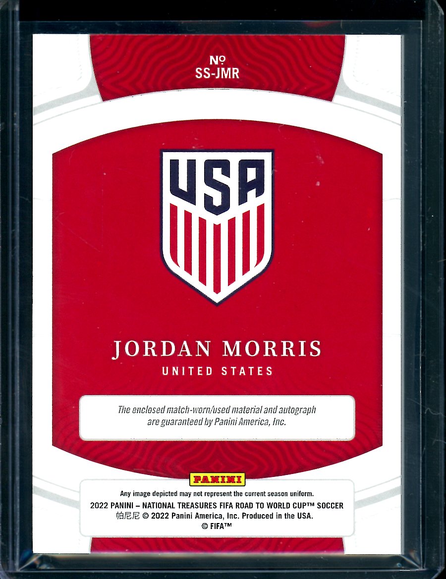 2022 Panini National Treasures Jordan Morris Patch Auto Blue /5 USA