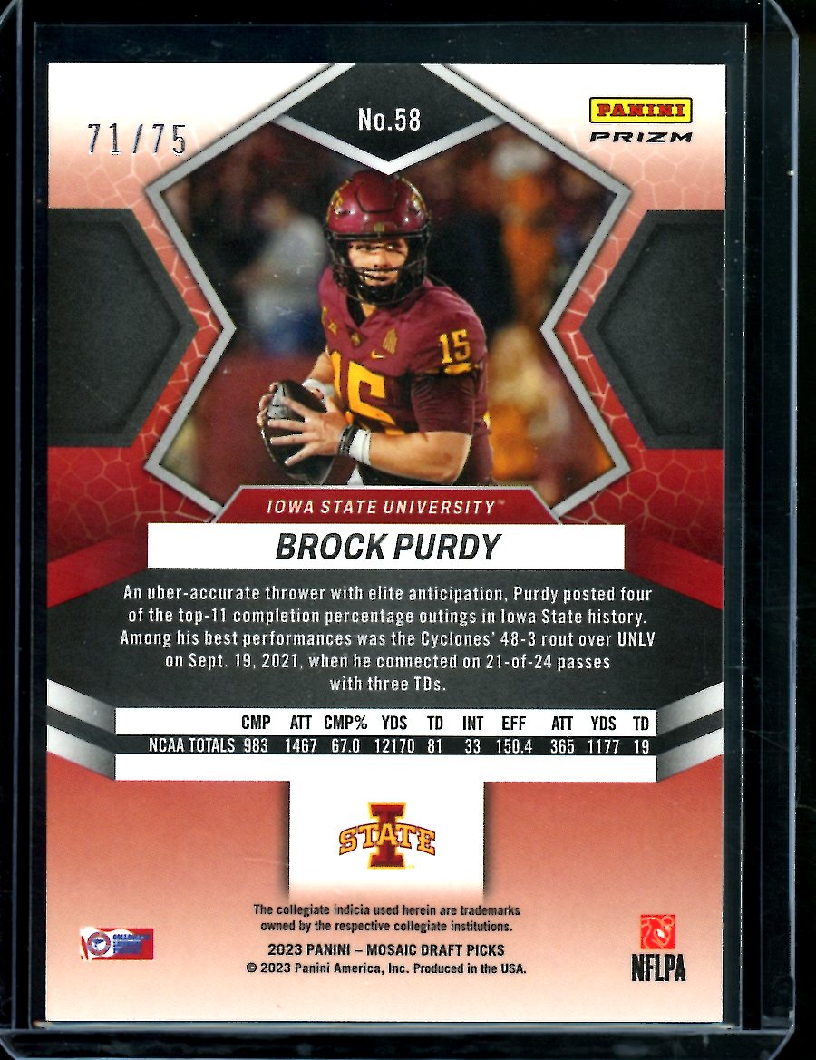 2023 Panini Mosaic Brock Purdy Blue Mosaic /75 49ers