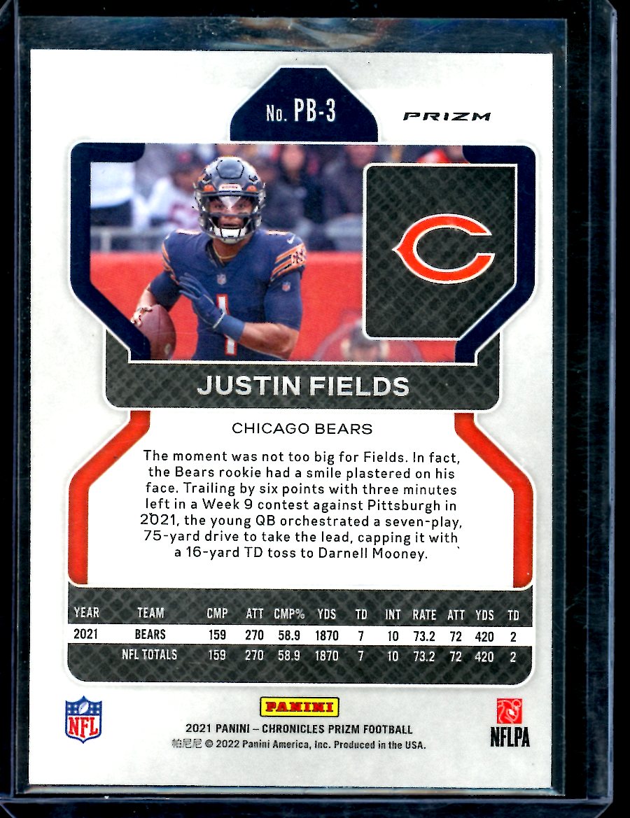 2021 Panini Chronicles Prizm Black Justin Fields Rookie Silver Bears