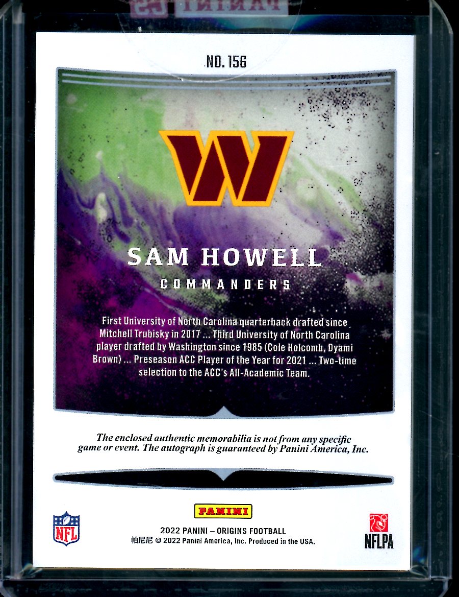 2022 Panini Origins Sam Howell Rookie RPA Commanders
