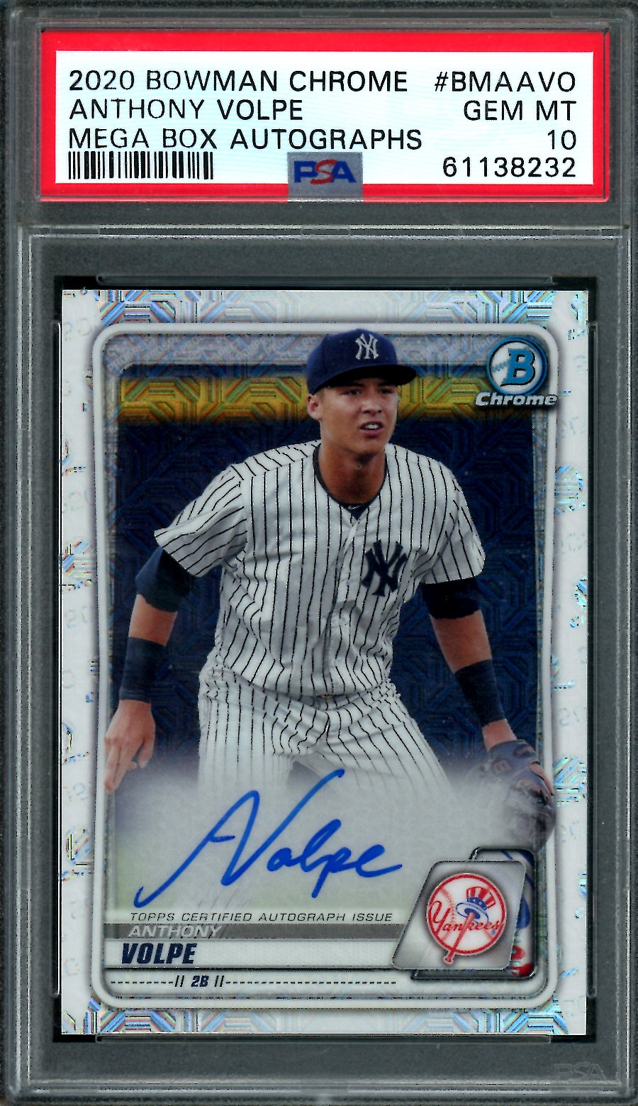 2020 Bowman Chrome Anthony Volpe Mega Box Variation Auto PSA 10 Yankees