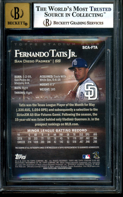 2019 Topps Stadium Club Fernando Tatis Jr. Rookie Auto BGS 8.5 Padres