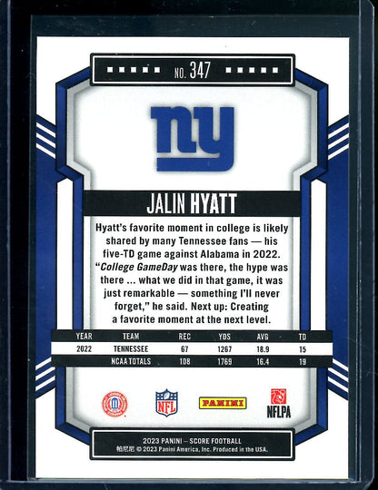 2023 Panini Score Jalin Hyatt Rookie Red /20 Giants