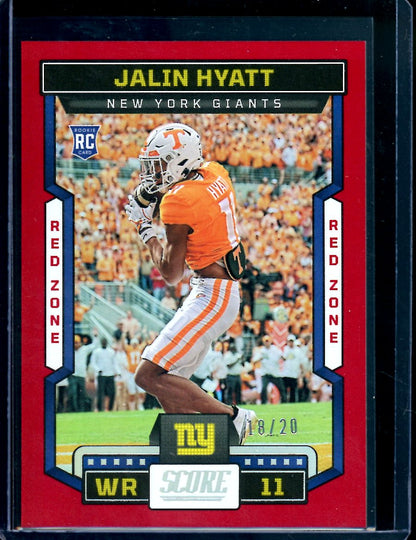 2023 Panini Score Jalin Hyatt Rookie Red /20 Giants