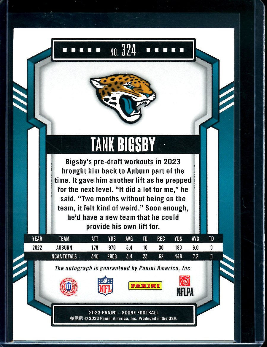 2023 Panini Score Tank Bigsby Rookie Auto Blue /35 Dolphins