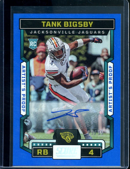 2023 Panini Score Tank Bigsby Rookie Auto Blue /35 Dolphins
