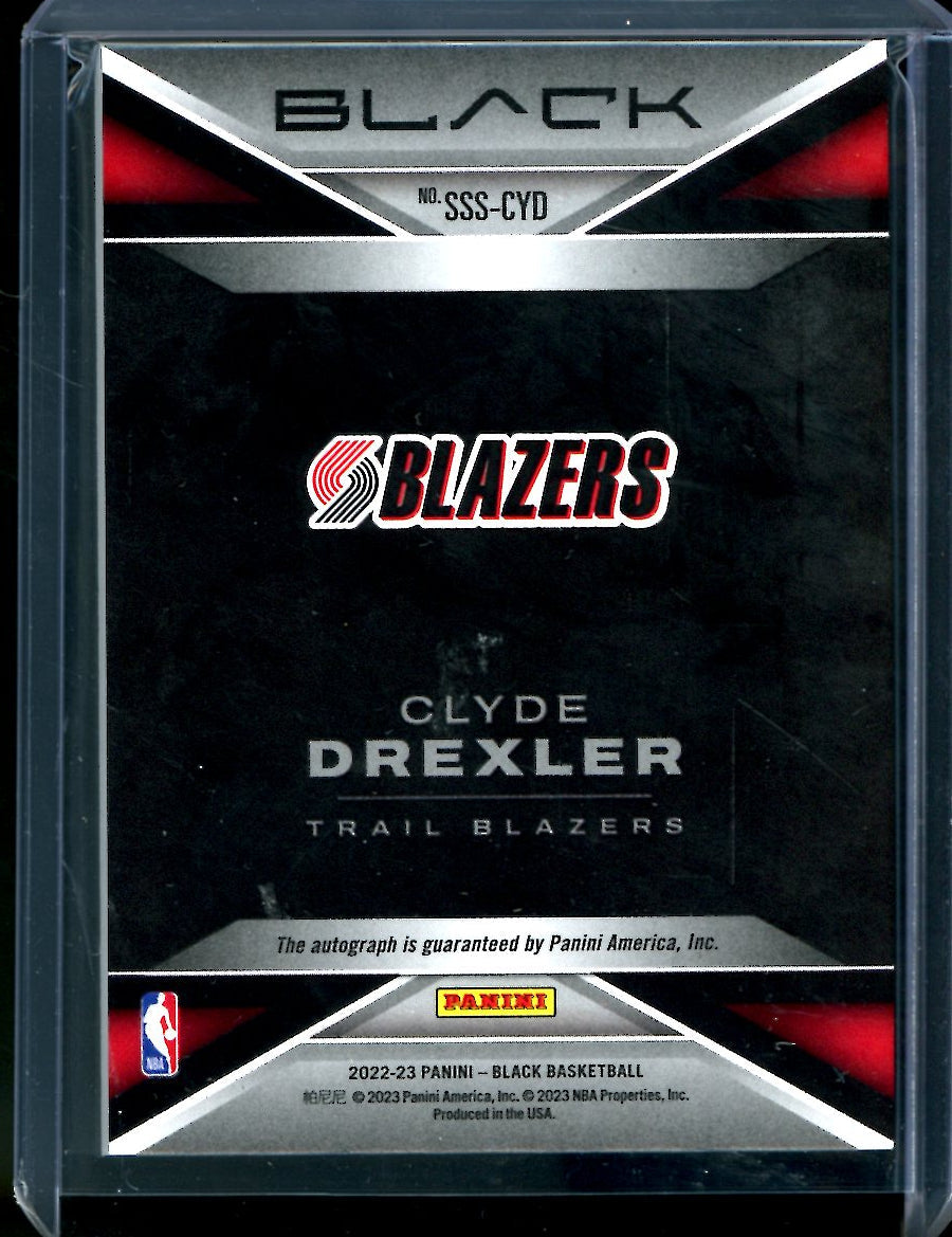 2022/23 Panini Black Clyde Drexler Smokeshow Auto /20 Trailblazers