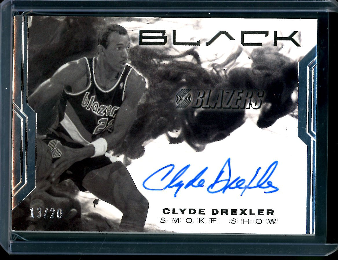 2022/23 Panini Black Clyde Drexler Smokeshow Auto /20 Trailblazers