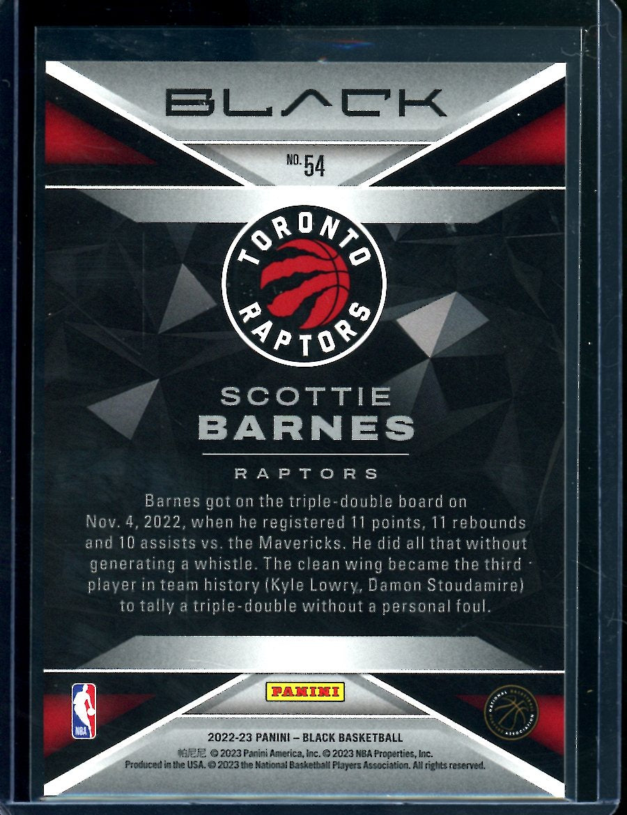 2022/23 Panini Black Scottie Barnes Amethyst /15 Raptors