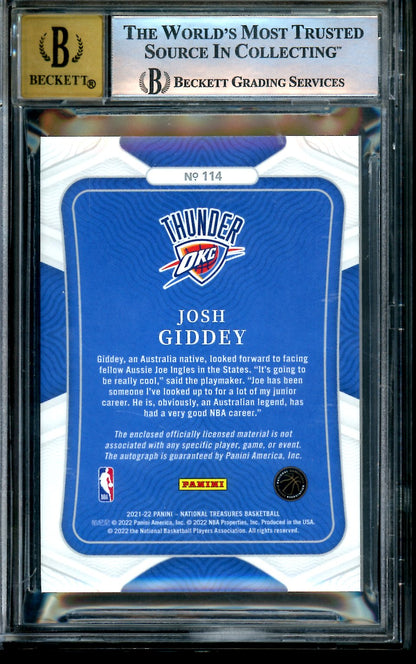 2021-22 Panini National Treasures Josh Giddey Rookie RPA /75 BGS 9 Thunder