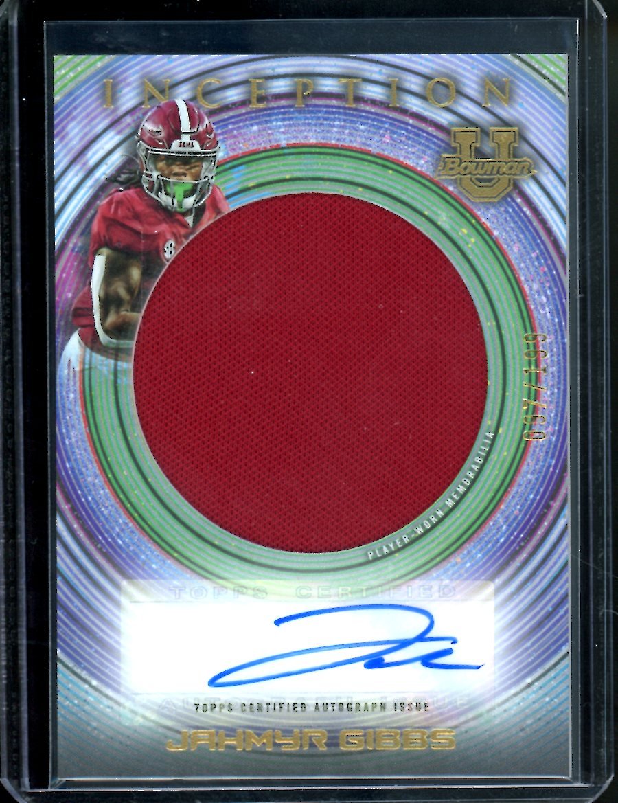 2023 Bowman Inception Jahmyr Gibbs Patch Auto /199 Lions - Trading Card Market