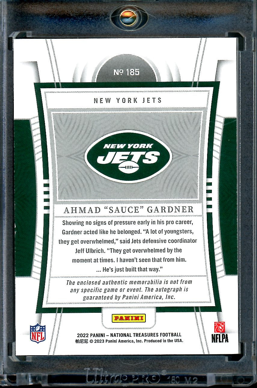 2022 Panini National Treasures Ahmad "Sauce" Gardner Rookie Stars & Stripes RPA /25 Jets