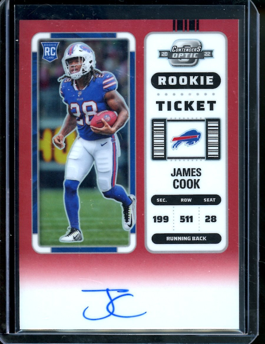 2022 Panini Contenders Optic James Cook Rookie Auto Red /149 Bills - Trading Card Market