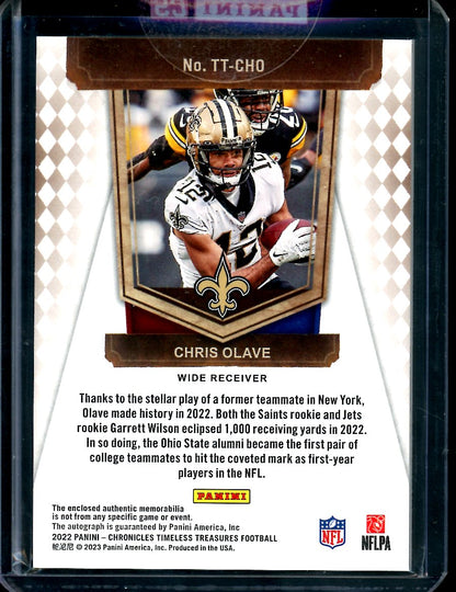 2022 Panini Chronicles Timeless Treasures Chris Olave Rookie RPA /99 Saints