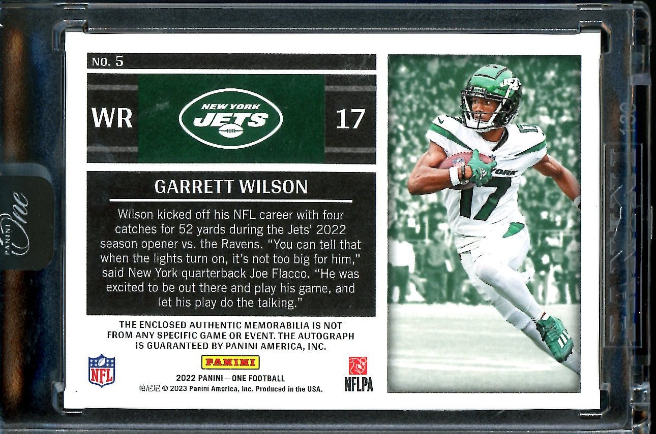 2022 Panini One Garrett Wilson Rookie RPA /99 Jets - Trading Card Market