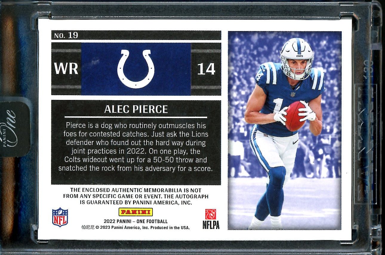 2022 Panini One Alec Pierce Rookie RPA Bronze /49 Colts