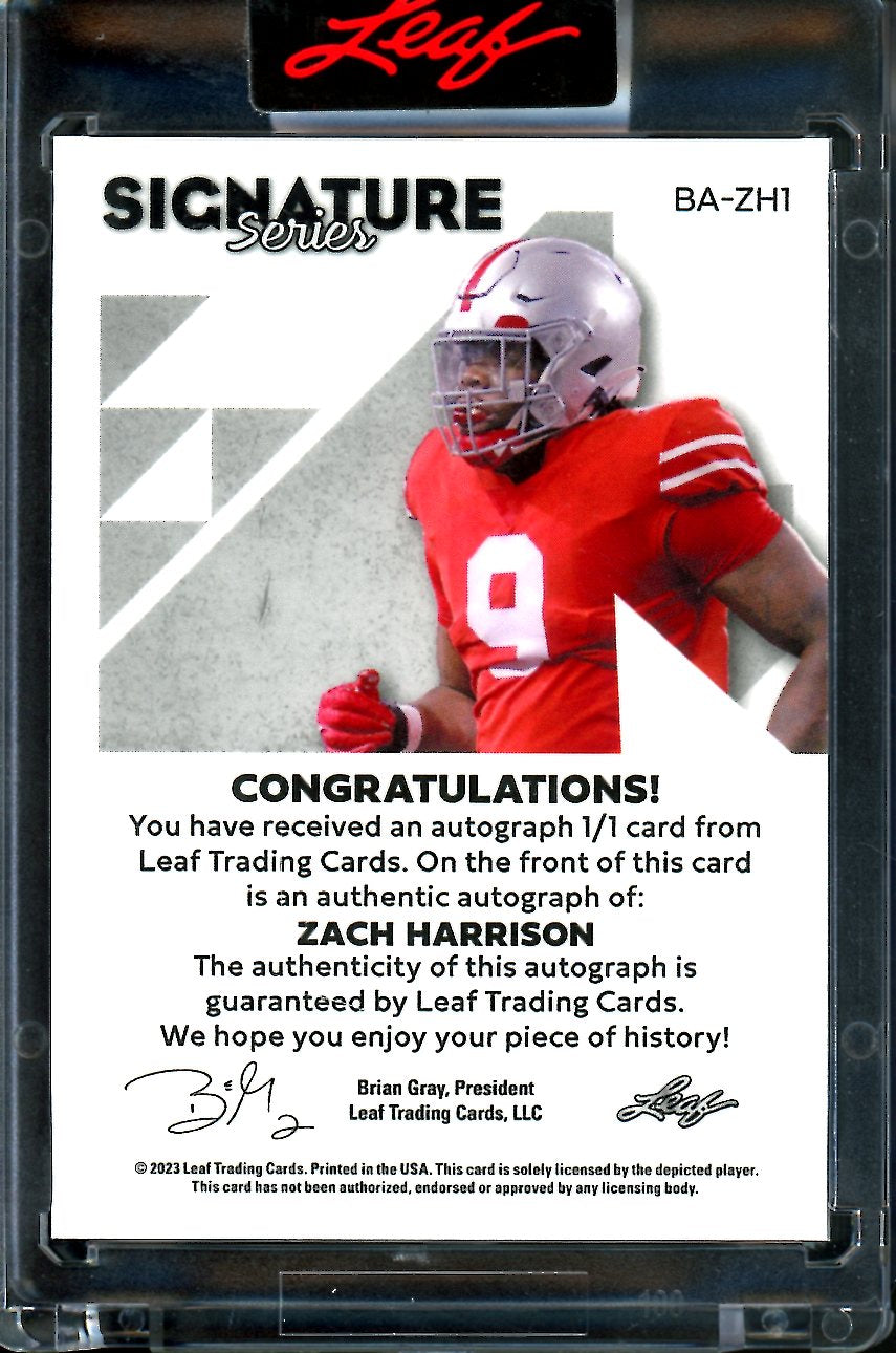 2023 Leaf Signature Series Zach Harrison Rookie XRC Auto 1/1 Falcons