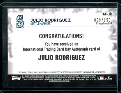 2022 Topps International Trading Card Day Julio Rodriguez Rookie Auto /150 Mariners