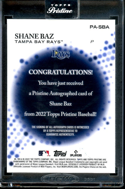 2022 Topps Prestine Shane Baz Rookie Auto Rays