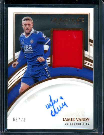 2022-23 Panini Immaculate Jamie Vardy Patch Auto /74 Leicester City