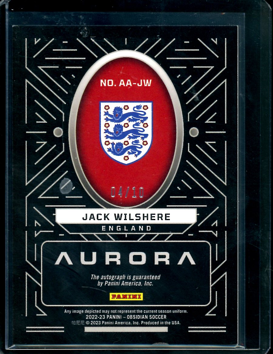 2022-23 Panini Obsidian Jack Wilshere Aurora Auto Gold /10 England