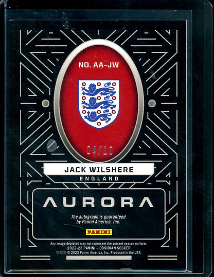 2022-23 Panini Obsidian Jack Wilshere Aurora Auto Gold /10 England