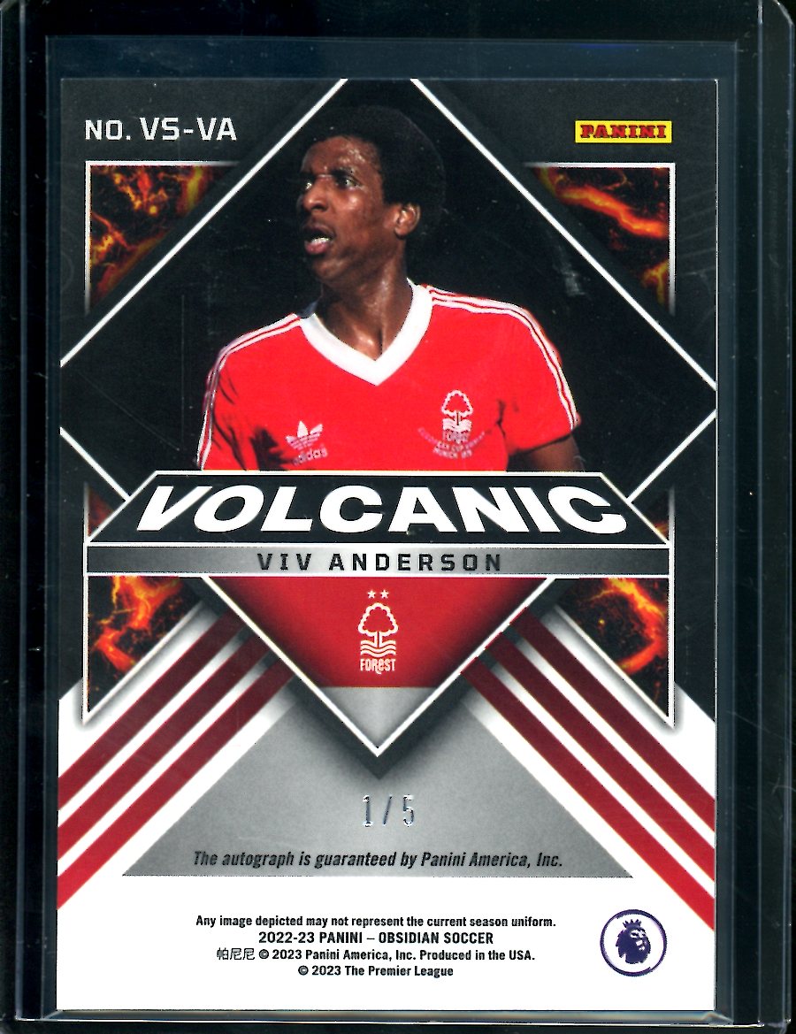 2022-23 Panini Obsidian Viv Anderson Volcanic Auto /5 Nottingham Forest