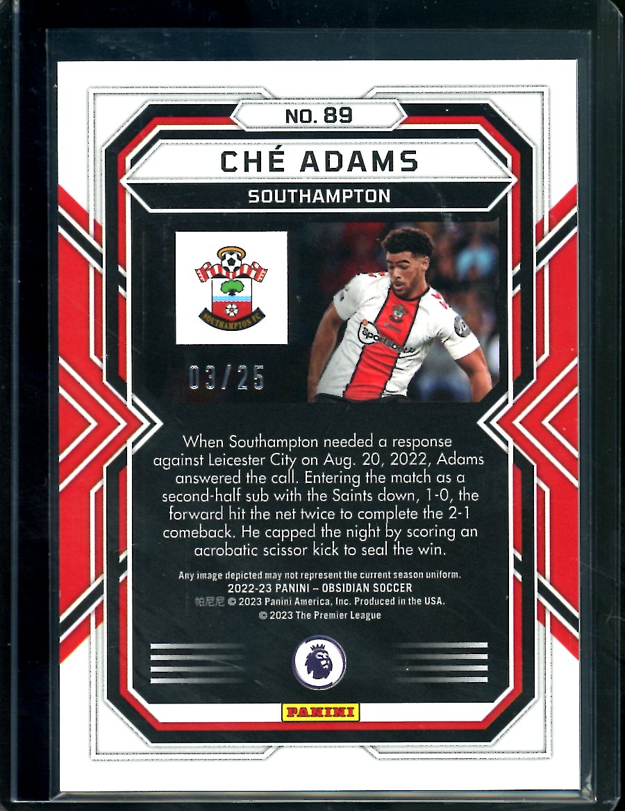2022-23 Panini Obsidian Che Adams Purple Flood /25 Southampton