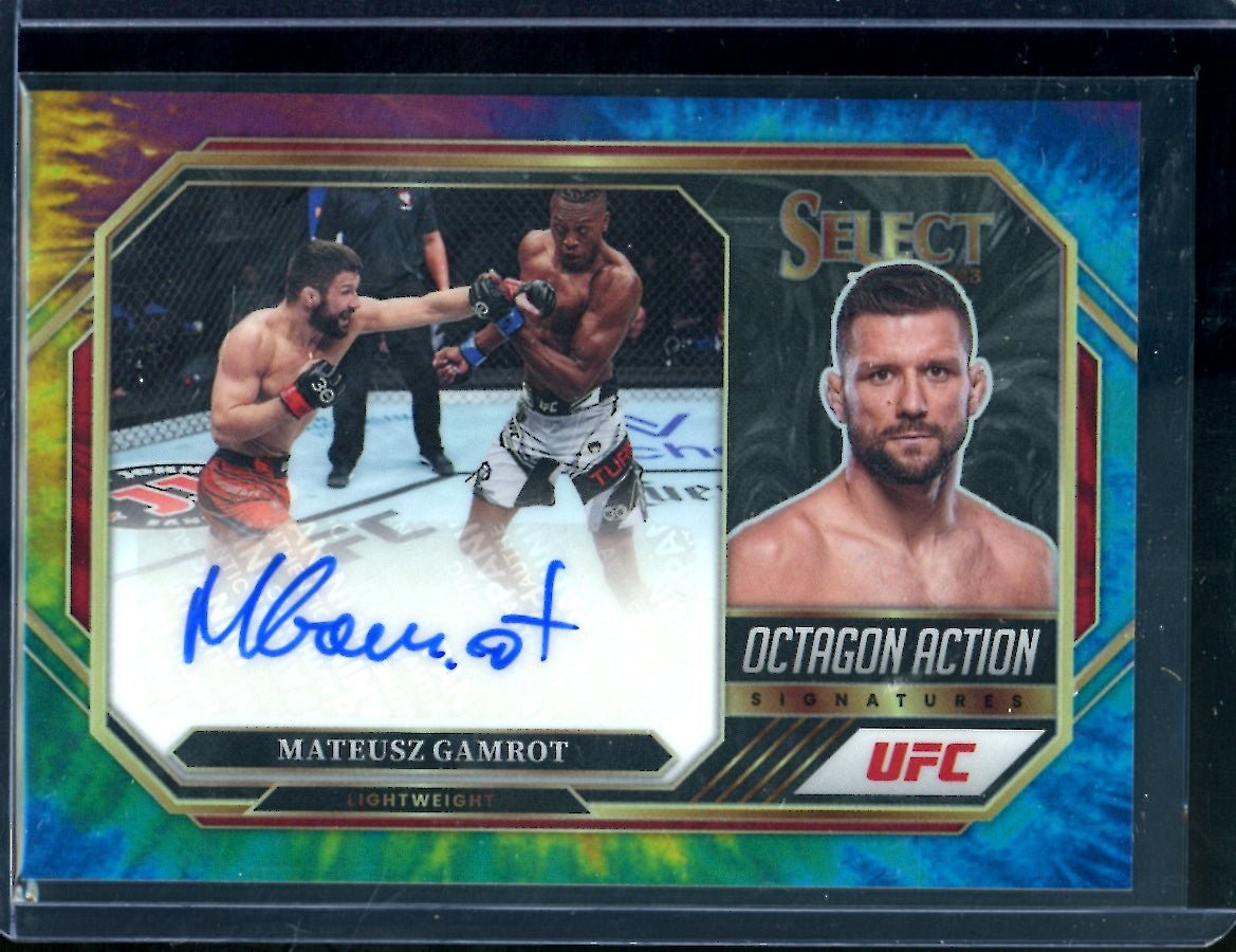 2023 Panini Select Mateusz Gamrot Octagon Action Tie-Dye Auto /25 UFC