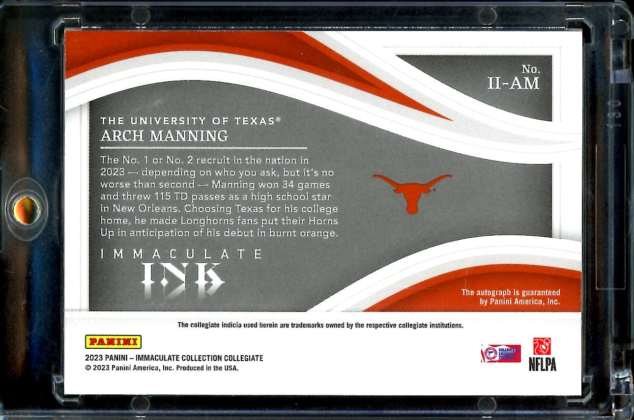 2023 Panini Immaculate Arch Manning Immaculate Ink Auto /49 Texas