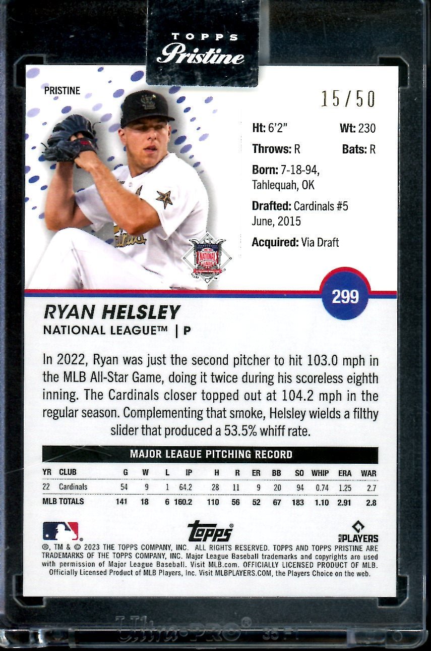 2023 Topps Prestine Ryan Helsley National League Gold /50 Cardinals