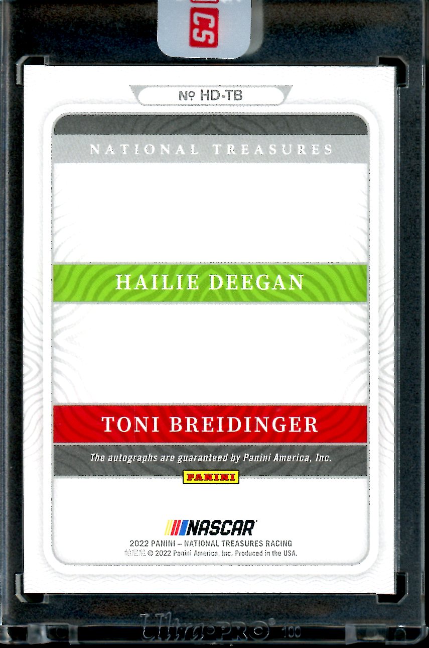 2022 Panini National Treasures NASCAR Haile Deegan/Toni Breidinger Dual Auto /25 NASCAR
