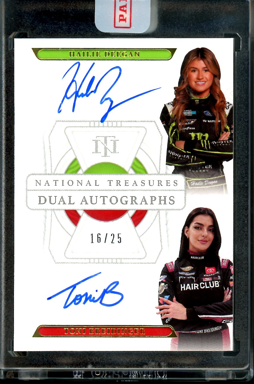 2022 Panini National Treasures NASCAR Haile Deegan/Toni Breidinger Dual Auto /25 NASCAR