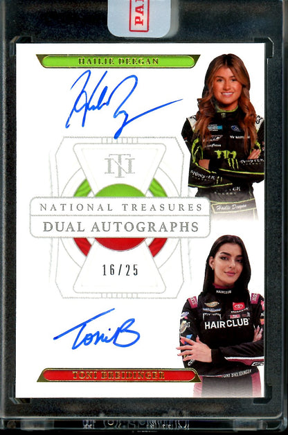 2022 Panini National Treasures NASCAR Haile Deegan/Toni Breidinger Dual Auto /25 NASCAR
