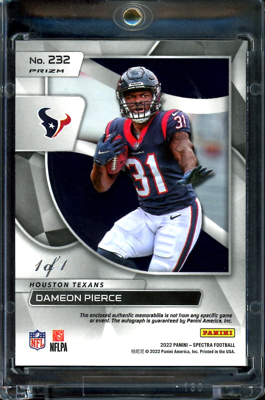 2022 Panini Spectra Dameon Pierce Rookie RPA NFL Shield Gold Vinyl 1/1 Texans