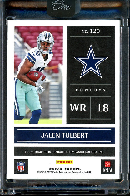 2022 Panini One Jalen Tolbert Rookie Day One Auto /75 Cowboys