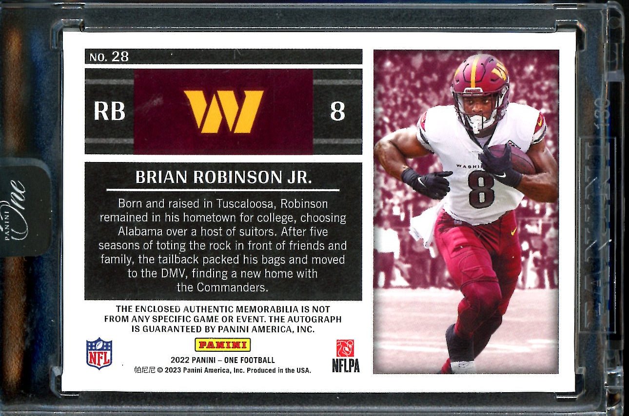 2022 Panini One Brian Robinson Jr. Rookie RPA /199 Commanders - Trading Card Market
