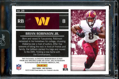 2022 Panini One Brian Robinson Jr. Rookie RPA /199 Commanders - Trading Card Market