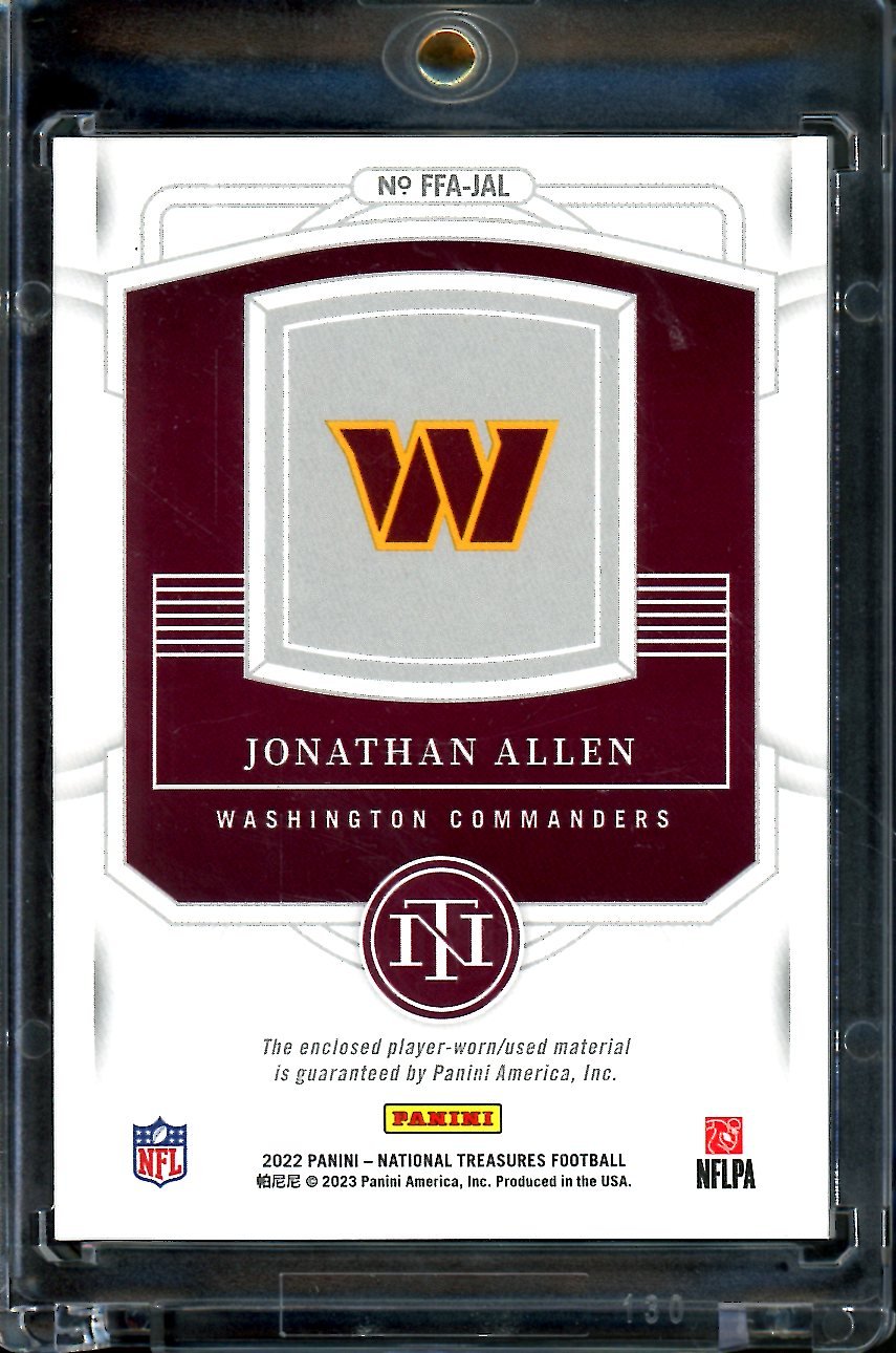 2022 Panini National Treasures Jonathan Allen Framed Fabric Laundry Tag 1/1 Commanders - Trading Card Market