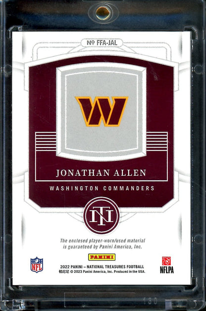 2022 Panini National Treasures Jonathan Allen Framed Fabric Laundry Tag 1/1 Commanders - Trading Card Market