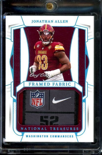2022 Panini National Treasures Jonathan Allen Framed Fabric Laundry Tag 1/1 Commanders - Trading Card Market