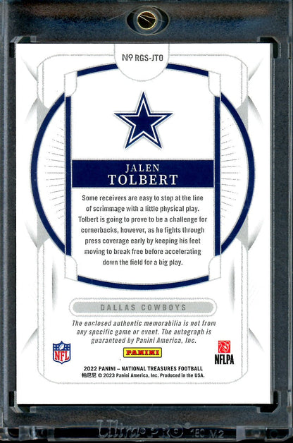 2022 Panini National Treasures Jalen Tolbert Rookie RPA Football Shield 1/1 Cowboys