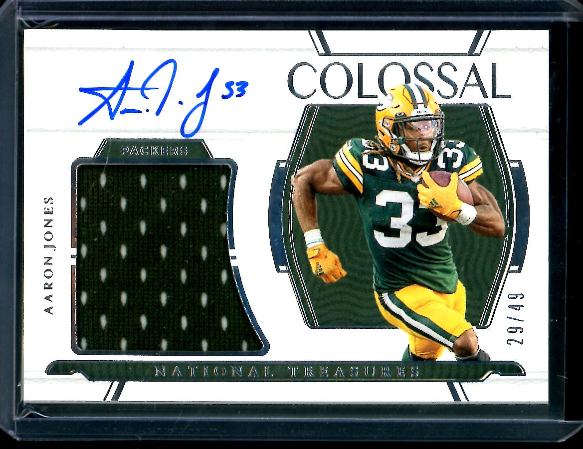 2022 Panini National Treasures Aaron Jones Colossal Patch Auto /49 Packers