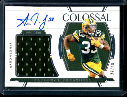 2022 Panini National Treasures Aaron Jones Colossal Patch Auto /49 Packers
