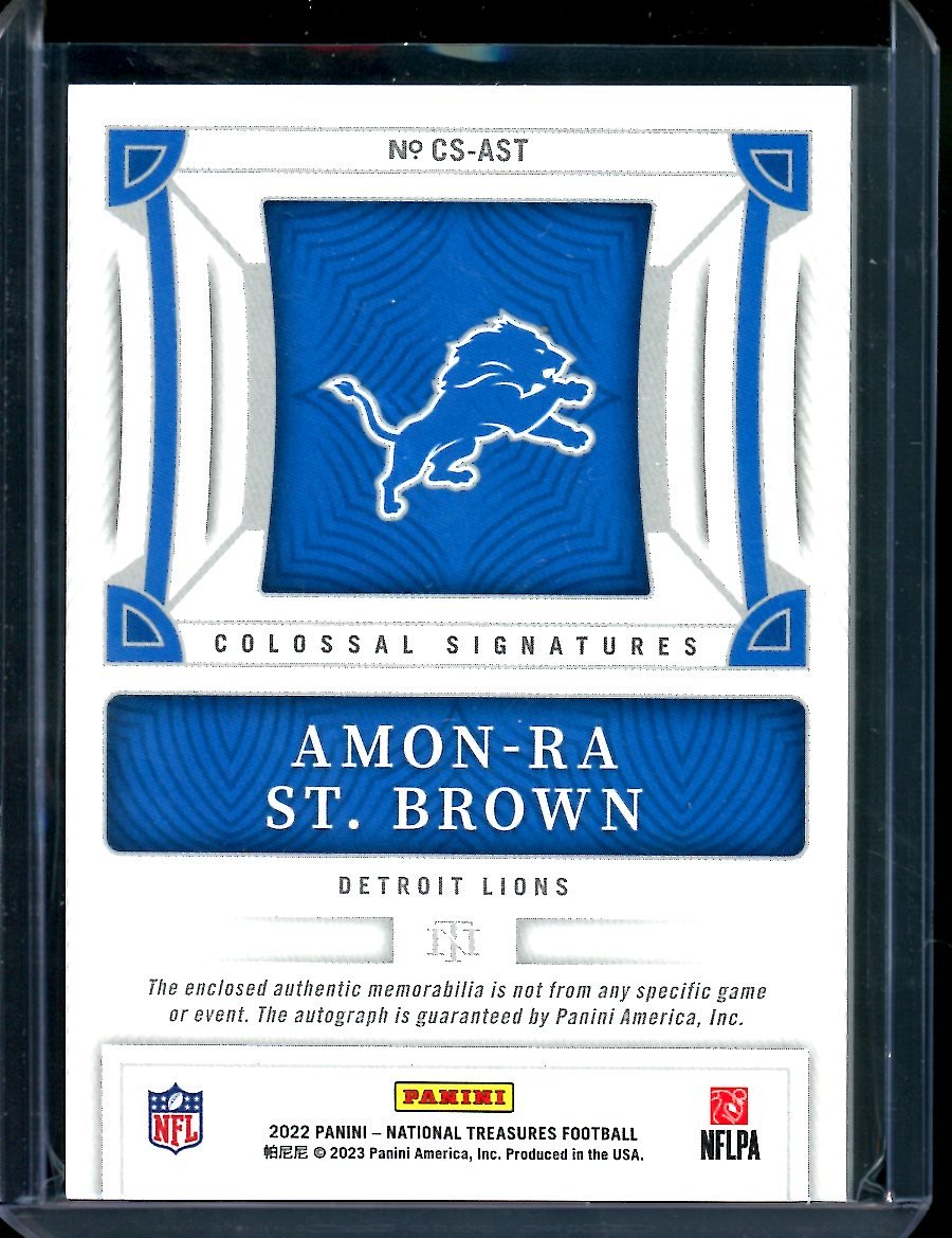 2022 Panini National Treasures Amon - Ra St. Brown Colossal Patch Auto /49 Lions - Trading Card Market