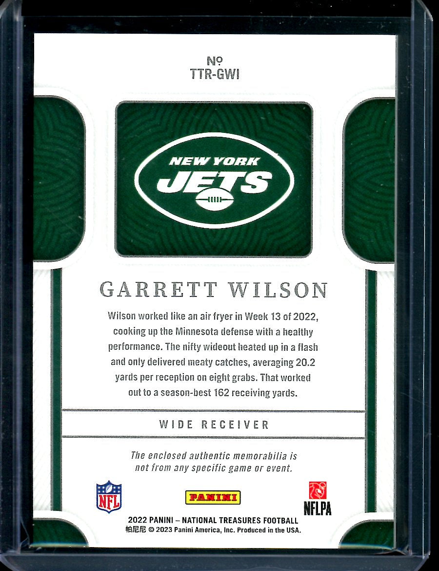 2022 Panini National Treasures Garrett Wilson Rookie Patch /25 Jets